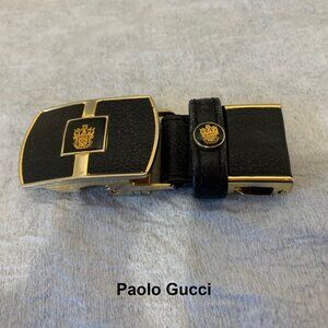 Paolo Gucci Vintage Black Leather with Gold Tone Belt Buckle